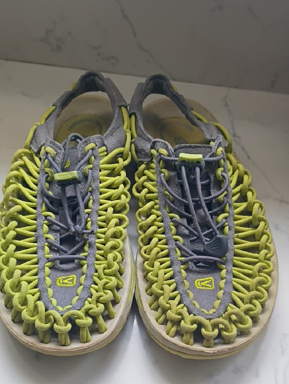 Keen UNEEK Grey and Lime Green Rope Sandals